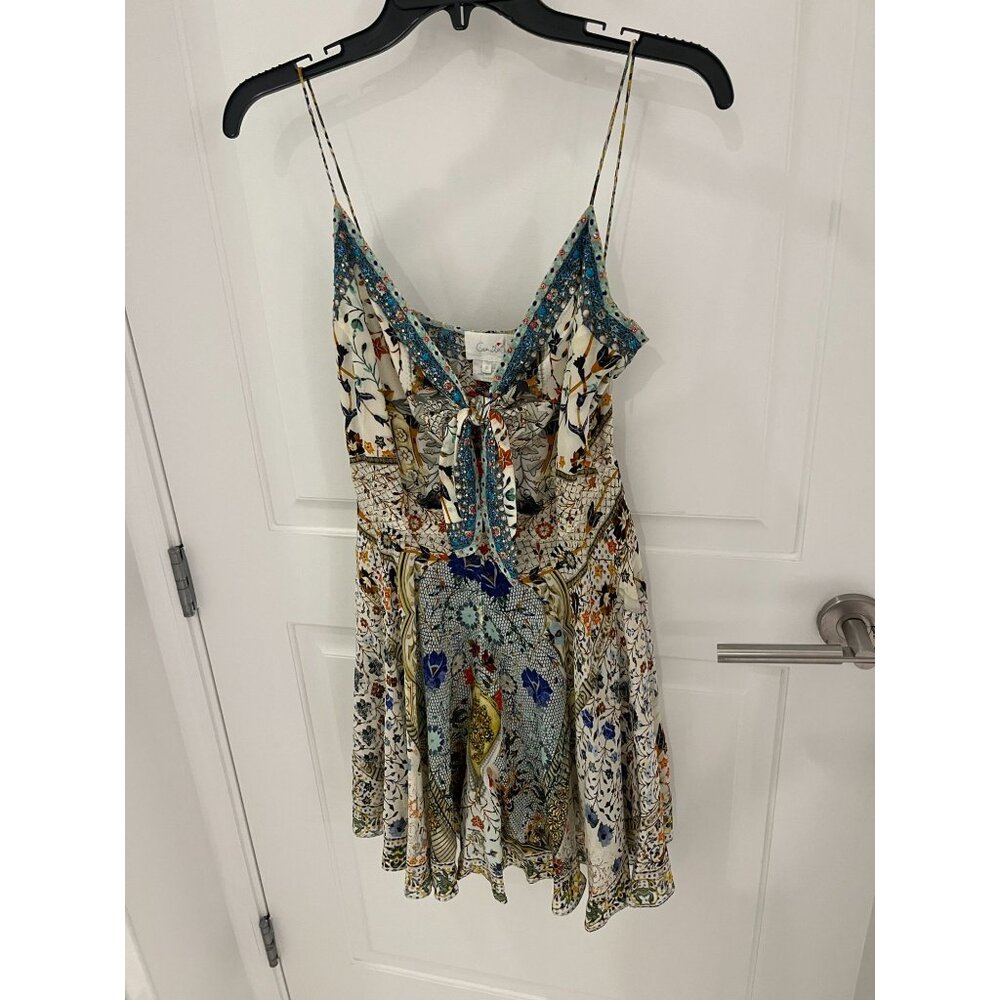Camilla S SMALL Silk Tie Waist Butterfly Effect Embellished Sequin Dress Festiva - Picture 5 of 14